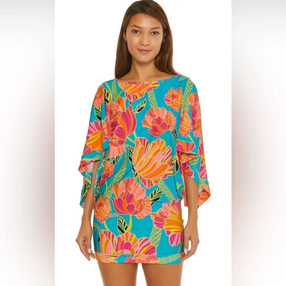 sexy beach vacation dress Womens White Cotton Floral Embroidered Tunic Dress – Boho Beach Cover-Up , S